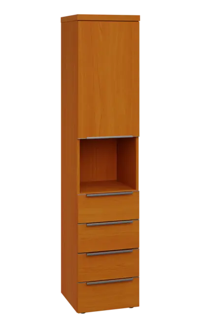 SIN 5 - 44ZND kancelářská skříň, 4-zásuvková/nika, 1-dveřová, pravá, 1820x400x400, třešeň šumavská